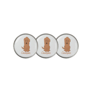 Red Goldendoodle Dog Design Golf Ball Marker