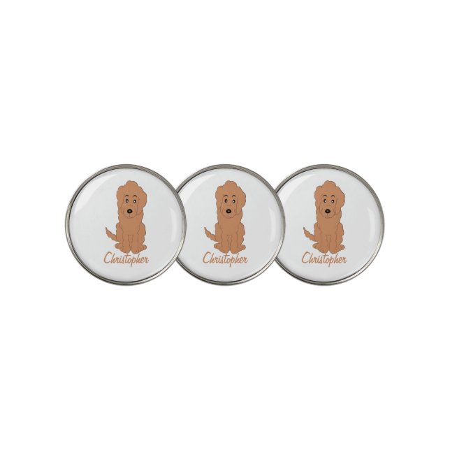 Red Goldendoodle Dog Design Golf Ball Marker (3 Up)
