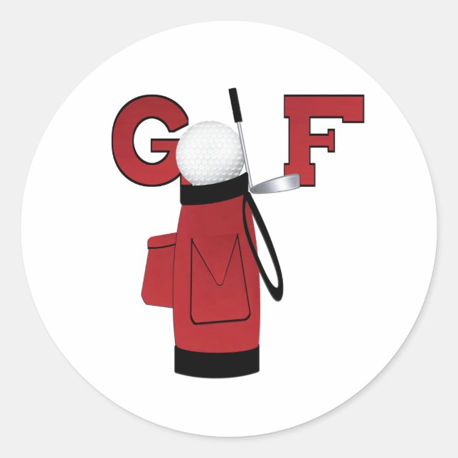 Red Golf Bag Golf Classic Round Sticker (Front)