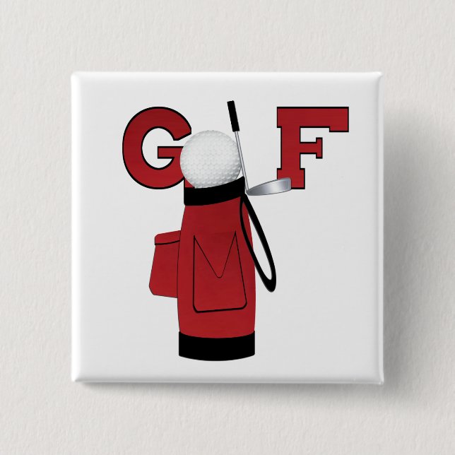 Red Golf Bag Golf T-shirts and Gifts Pinback Button (Front)