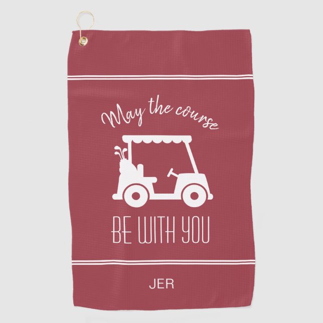 Red Golf Cart May The Course Be With You  Golf Towel (Front)