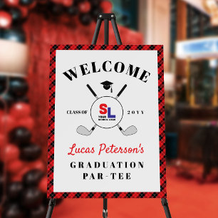 Red Golf Clubs School Logo Grad Par-Tee Welcome Foam Board
