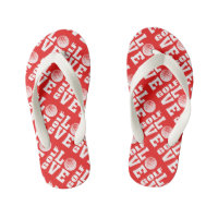 Red Golf Love Print Kid's Flip Flops
