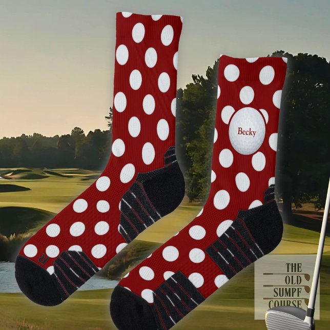 Red Golf Socks, Motif Golf Balls. And Your Name Socks (Creator Uploaded)