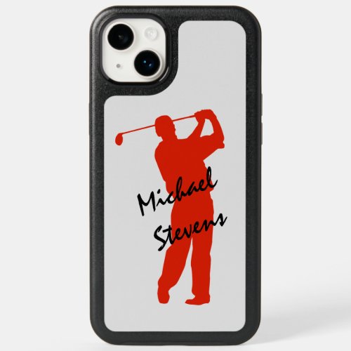 Red Golf Swing Personalized OtterBox iPhone 14 Plus Case