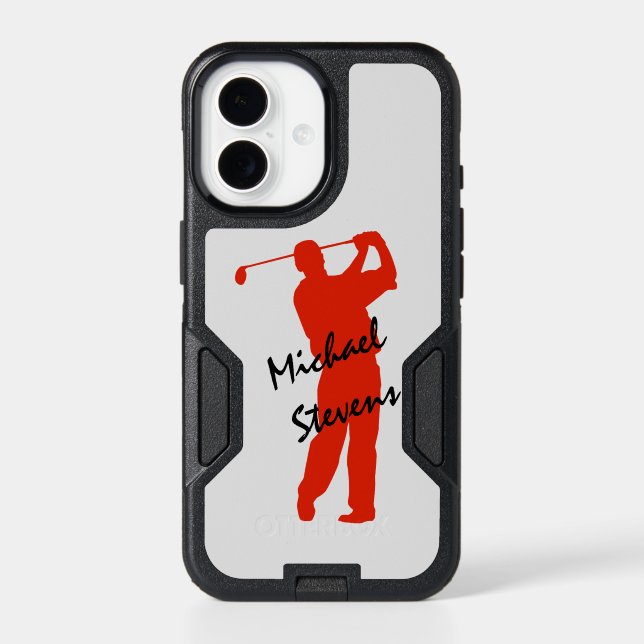Red Golf Swing Personalized Otterbox iPhone Case (Back)