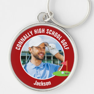 Red Golfer Photo High School Golf Team Keychain
