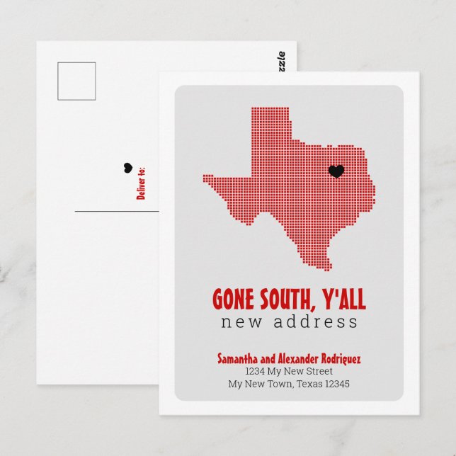 Red Gone South, Y'all Moving Postcard (Front/Back)