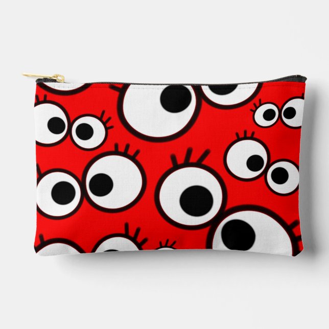 Red Googly Eyes Pop Pattern Accessory Pouch (Front)