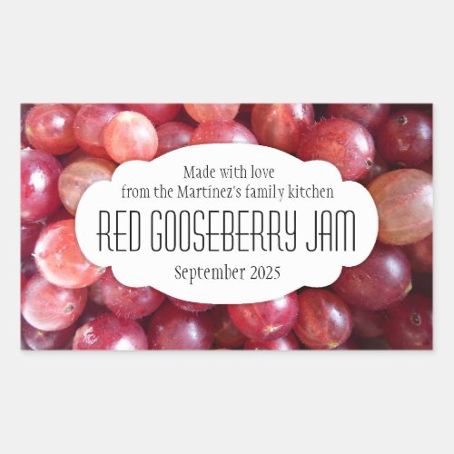 Red gooseberry jam or preserve label sticker