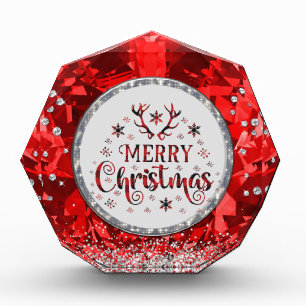 Red Gorgeous Emerald Merry Christmas Acrylic Awa Award