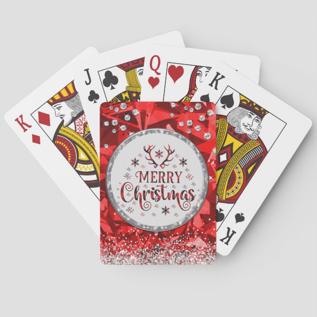  Red Gorgeous Emerald  Merry Christmas   Poker Cards (Back)