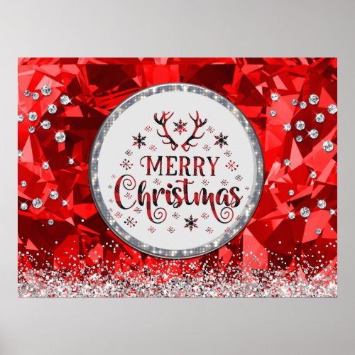  Red Gorgeous Emerald  Merry Christmas  Poster