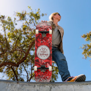 Red Gorgeous Emerald Merry Christmas Skateboard