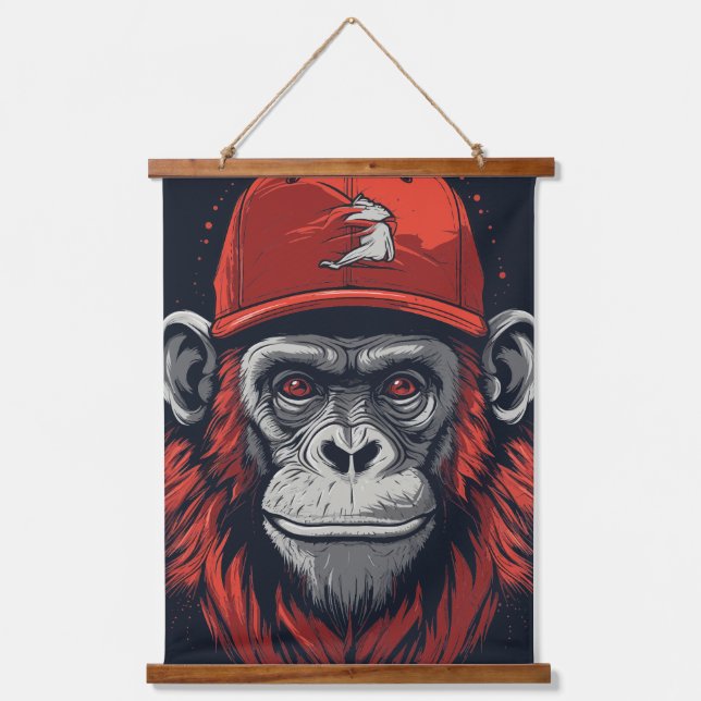 Red Gorilla Hanging Tapestry (Front)