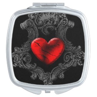 Red Goth Heart Compact Mirror