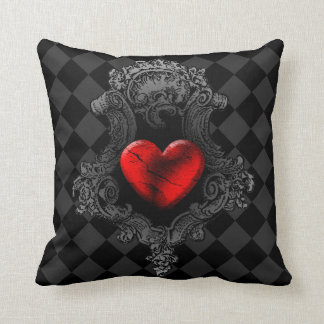 Red Goth Heart Throw Pillow