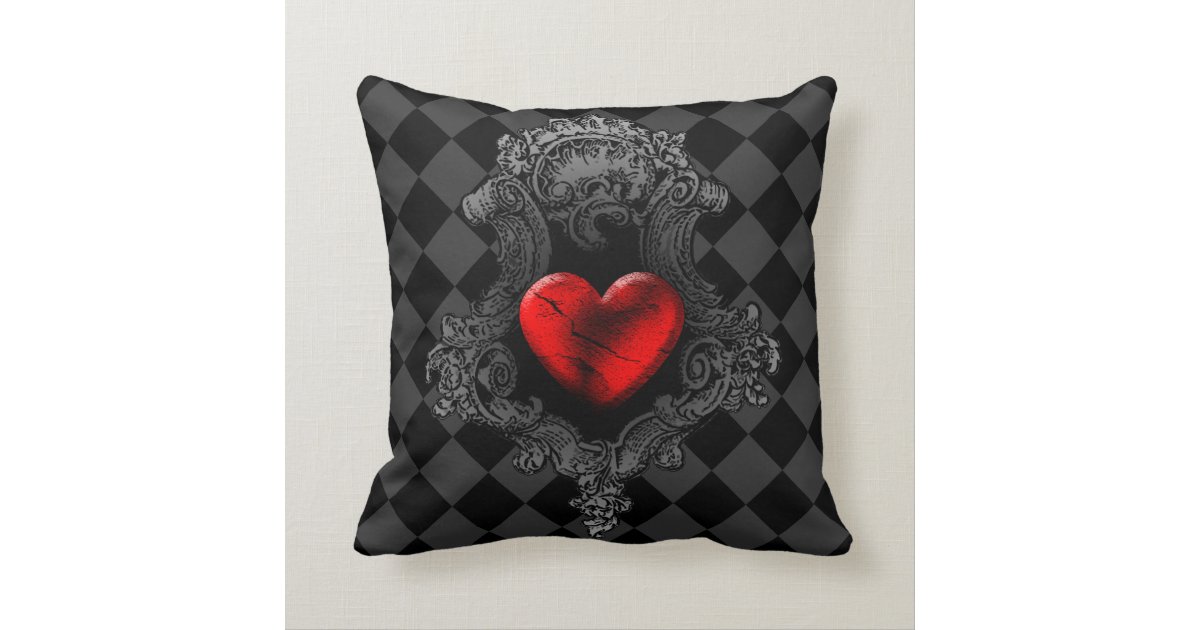 Red Goth Heart Throw Pillow | Zazzle