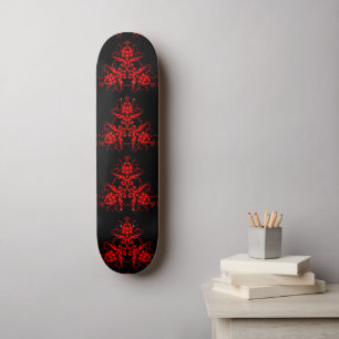 Red Goth Vintage Damask Skateboard
