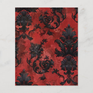 Red Gothic Grunge Floral Scrapbook Paper 