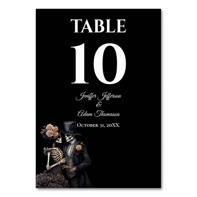 Red Gothic Halloween Alternative Wedding Table Number (Front)