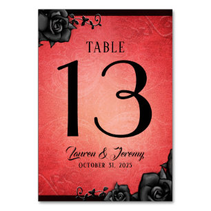 Red Gothic Halloween Wedding Table Cards