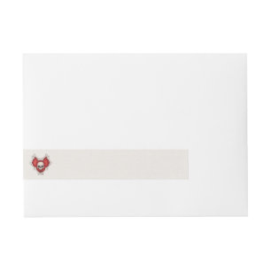 Red Gothic Heart With Circled in Bones Skull Wrap Around Address Label