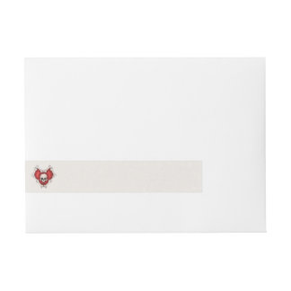 Red Gothic Heart With Circled in Bones Skull Wrap Around Address Label