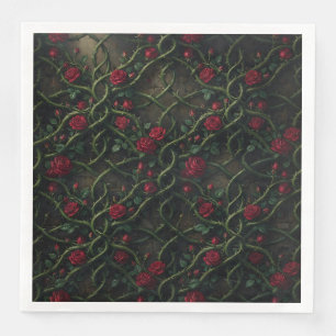 Red Gothic Rose Paper Dinner Napkins