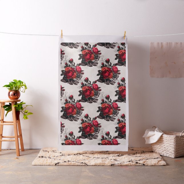 Red Gothic Rose Pattern Fabric (In Situ)