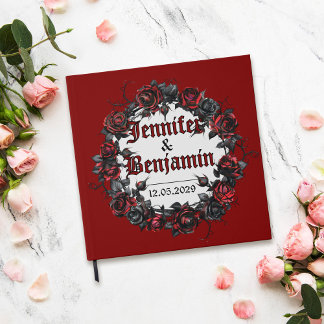 Red Gothic Rose Wedding Guest Book In Dark Romance