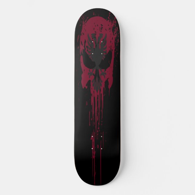 Red gothic skull theme  skateboard (Front)
