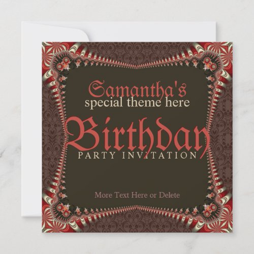 Red Gothic Special Theme Birthday Party Invitation