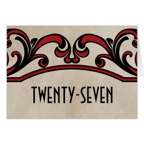 Red Gothic Swirls Table Number Card
