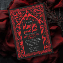 Red Gothic Vampire Cathedral Halloween Invitation