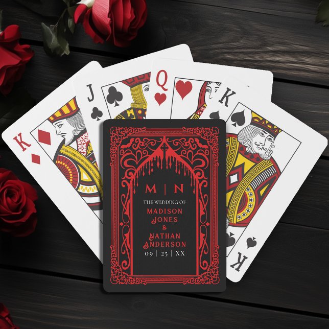 Red Gothic Vampire Cathedral Wedding Favor Poker Cards (Creator Uploaded)