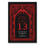 Red Gothic Vampire Cathedral Wedding Table Number