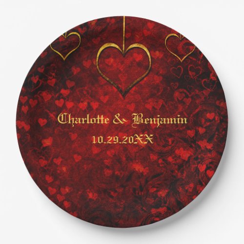 Red Gothic Wedding Paper Plates