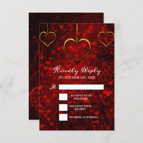 Red Gothic Wedding  RSVP Card