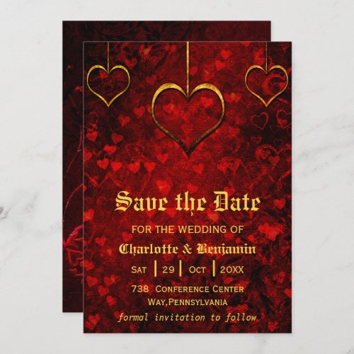 Red Gothic Wedding Save The Date