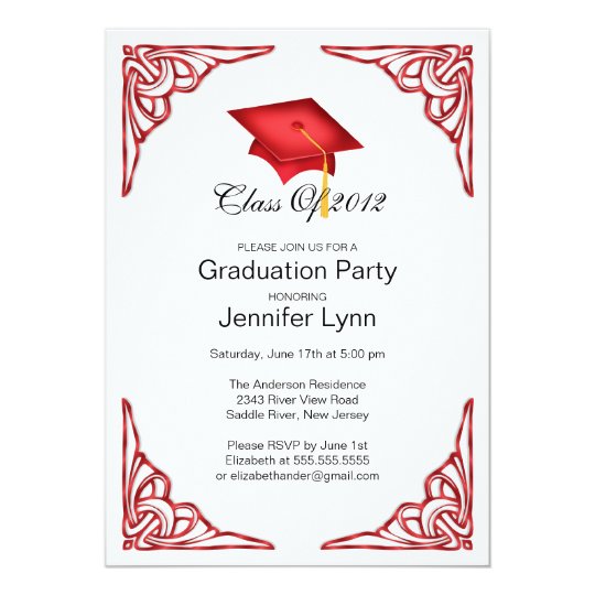 Red Grad Cap Graduation Party Invitation | Zazzle