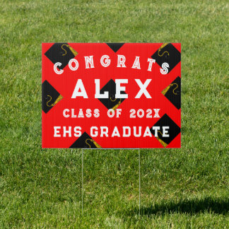 Red Grad Congrats Sign