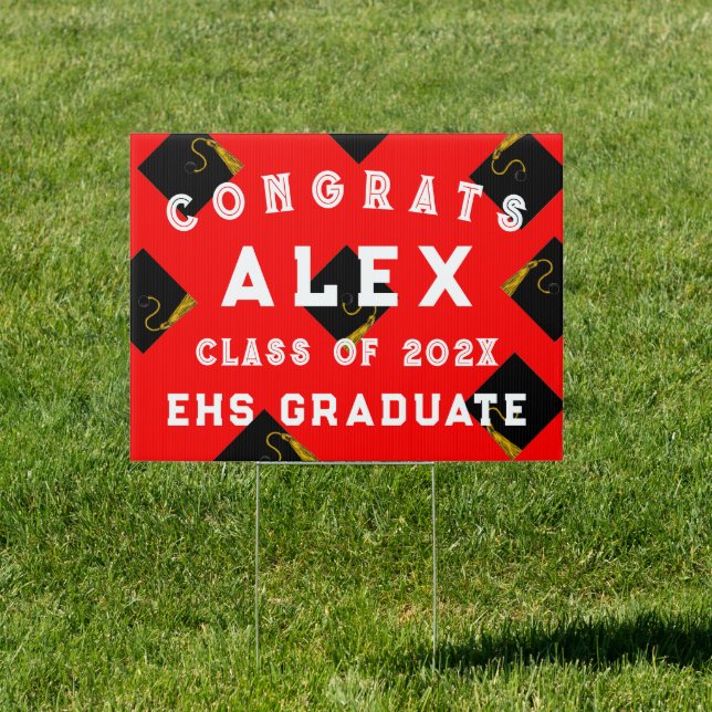 Red Grad Congrats Sign (Insitu)