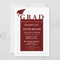 Red Grad Modern Minimalist Graduation  Invitation