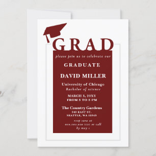 Red Grad Modern Minimalist Photo Graduation Invitation