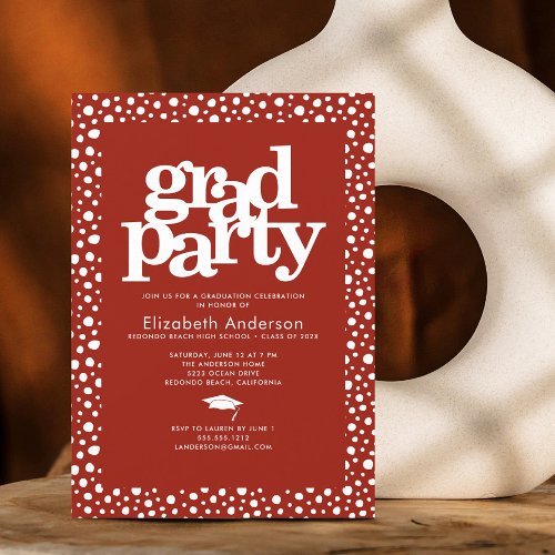 Red grad party modern bold typography elegant invitation