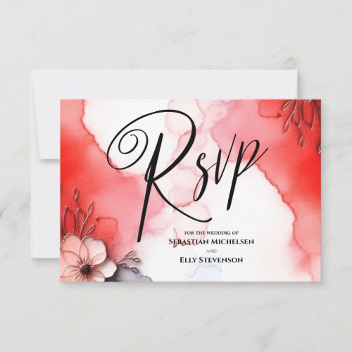 Red Gradation Romance RSVP Card