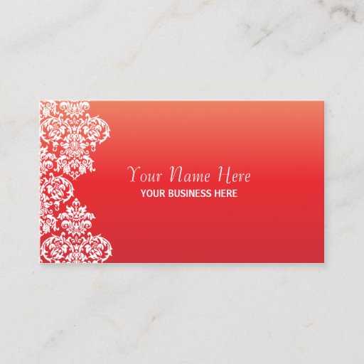 Customizable Red Gradient Damask Business Card
