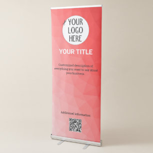 Red gradient geometric mesh Custom logo text Retractable Banner