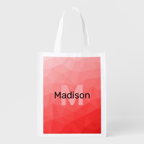 Red gradient geometric mesh Monogram Grocery Bag